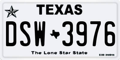 TX license plate DSW3976