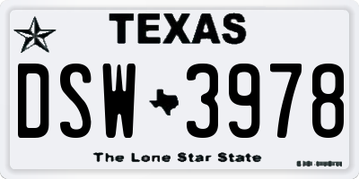 TX license plate DSW3978