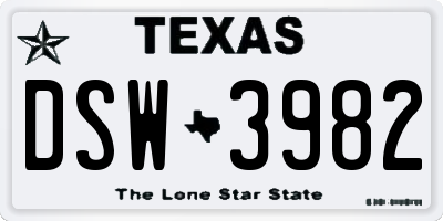 TX license plate DSW3982