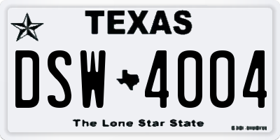 TX license plate DSW4004