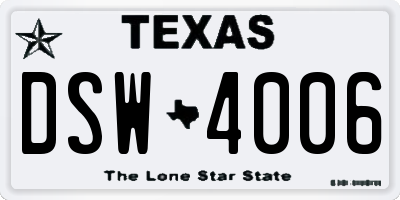 TX license plate DSW4006