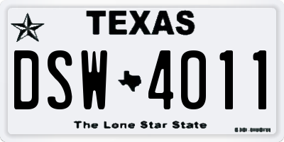 TX license plate DSW4011