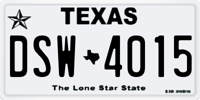 TX license plate DSW4015