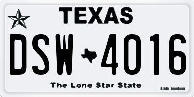 TX license plate DSW4016