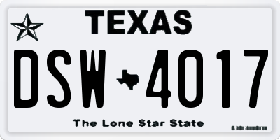 TX license plate DSW4017