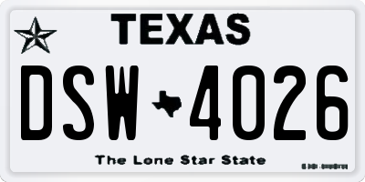 TX license plate DSW4026