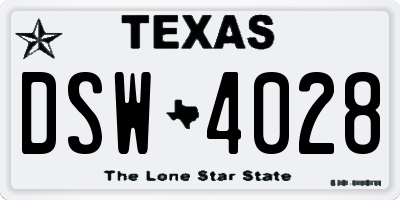 TX license plate DSW4028