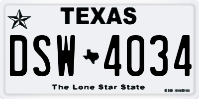 TX license plate DSW4034