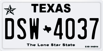 TX license plate DSW4037