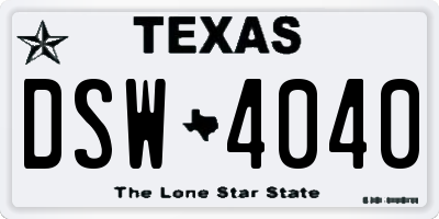 TX license plate DSW4040