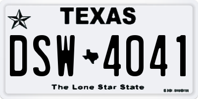 TX license plate DSW4041