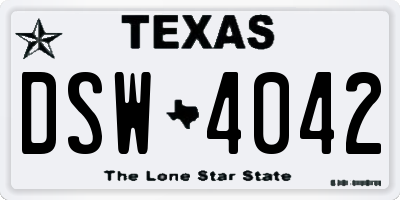 TX license plate DSW4042