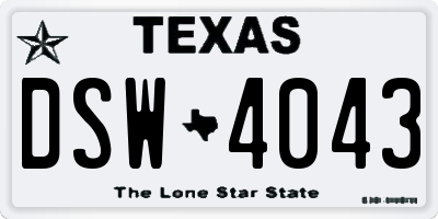TX license plate DSW4043