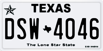 TX license plate DSW4046