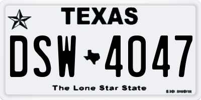 TX license plate DSW4047