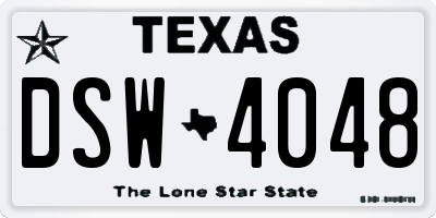TX license plate DSW4048