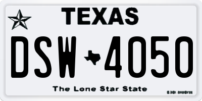 TX license plate DSW4050
