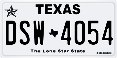 TX license plate DSW4054