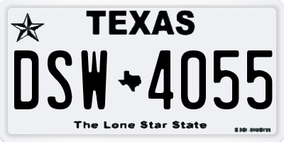TX license plate DSW4055