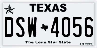 TX license plate DSW4056