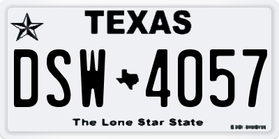 TX license plate DSW4057