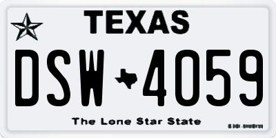 TX license plate DSW4059
