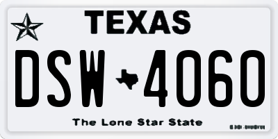 TX license plate DSW4060