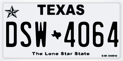 TX license plate DSW4064