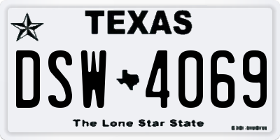 TX license plate DSW4069