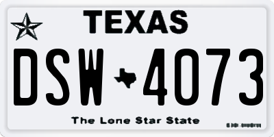 TX license plate DSW4073