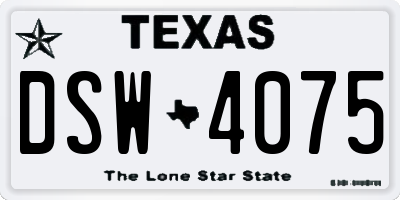 TX license plate DSW4075