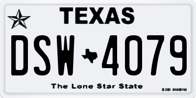 TX license plate DSW4079