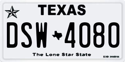 TX license plate DSW4080