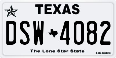TX license plate DSW4082