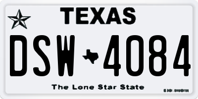 TX license plate DSW4084
