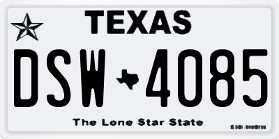 TX license plate DSW4085