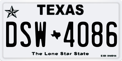 TX license plate DSW4086