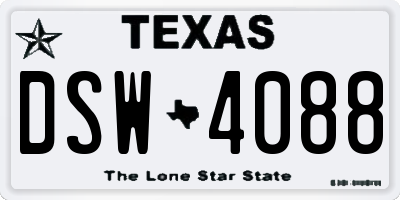 TX license plate DSW4088