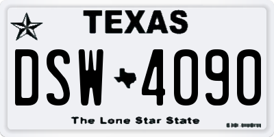 TX license plate DSW4090