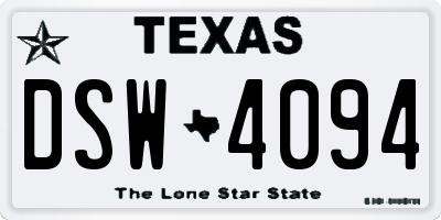 TX license plate DSW4094