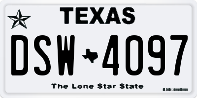 TX license plate DSW4097