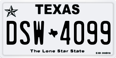 TX license plate DSW4099