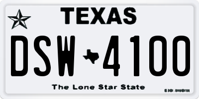 TX license plate DSW4100