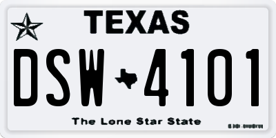 TX license plate DSW4101