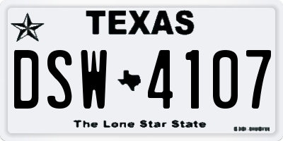 TX license plate DSW4107