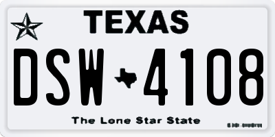 TX license plate DSW4108