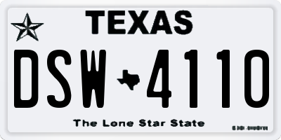 TX license plate DSW4110
