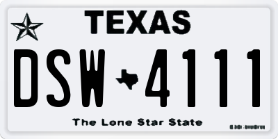 TX license plate DSW4111