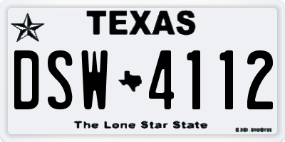 TX license plate DSW4112