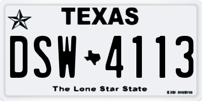 TX license plate DSW4113
